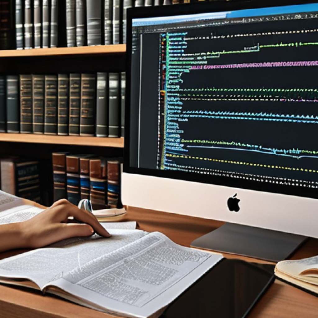 ** A dedicated student surrounded by books and notes, intensely focused on a computer screen displaying lines of code. The scene should convey hard work and preparation.

**