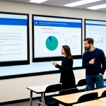 A diverse group of young adult students in professional, modest clothing are gathered around a large interactive screen, deeply engaged in logical problem-solving exercises. A male mentor (30s-40s) stands beside them, pointing to the screen with a supportive and guiding expression. The environment is a modern, well-lit university classroom with abstract representations of data flow and connections subtly visible on the walls. The atmosphere conveys active learning, collaboration, and a deep understanding of core concepts. fully clothed, appropriate attire, safe for work, perfect anatomy, correct proportions, natural pose, well-formed hands, proper finger count, natural body proportions, professional photography, high quality, family-friendly content.