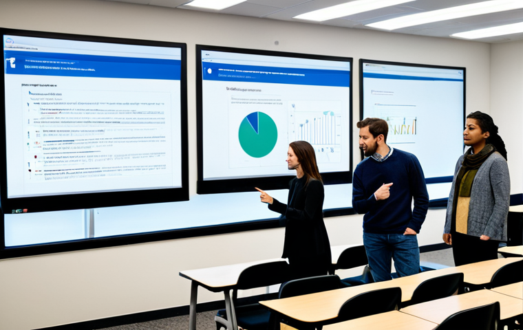A diverse group of young adult students in professional, modest clothing are gathered around a large interactive screen, deeply engaged in logical problem-solving exercises. A male mentor (30s-40s) stands beside them, pointing to the screen with a supportive and guiding expression. The environment is a modern, well-lit university classroom with abstract representations of data flow and connections subtly visible on the walls. The atmosphere conveys active learning, collaboration, and a deep understanding of core concepts. fully clothed, appropriate attire, safe for work, perfect anatomy, correct proportions, natural pose, well-formed hands, proper finger count, natural body proportions, professional photography, high quality, family-friendly content.