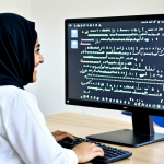 **

"A modern Arabic classroom. A fully clothed, smiling female teacher enthusiastically leads a coding workshop, projecting interactive code onto a large screen. Students are actively engaged, some wearing traditional clothing. Clean, bright environment, laptops open. Safe for work, appropriate content, professional development, modest attire, family-friendly. High-resolution, perfect anatomy, well-lit."

**