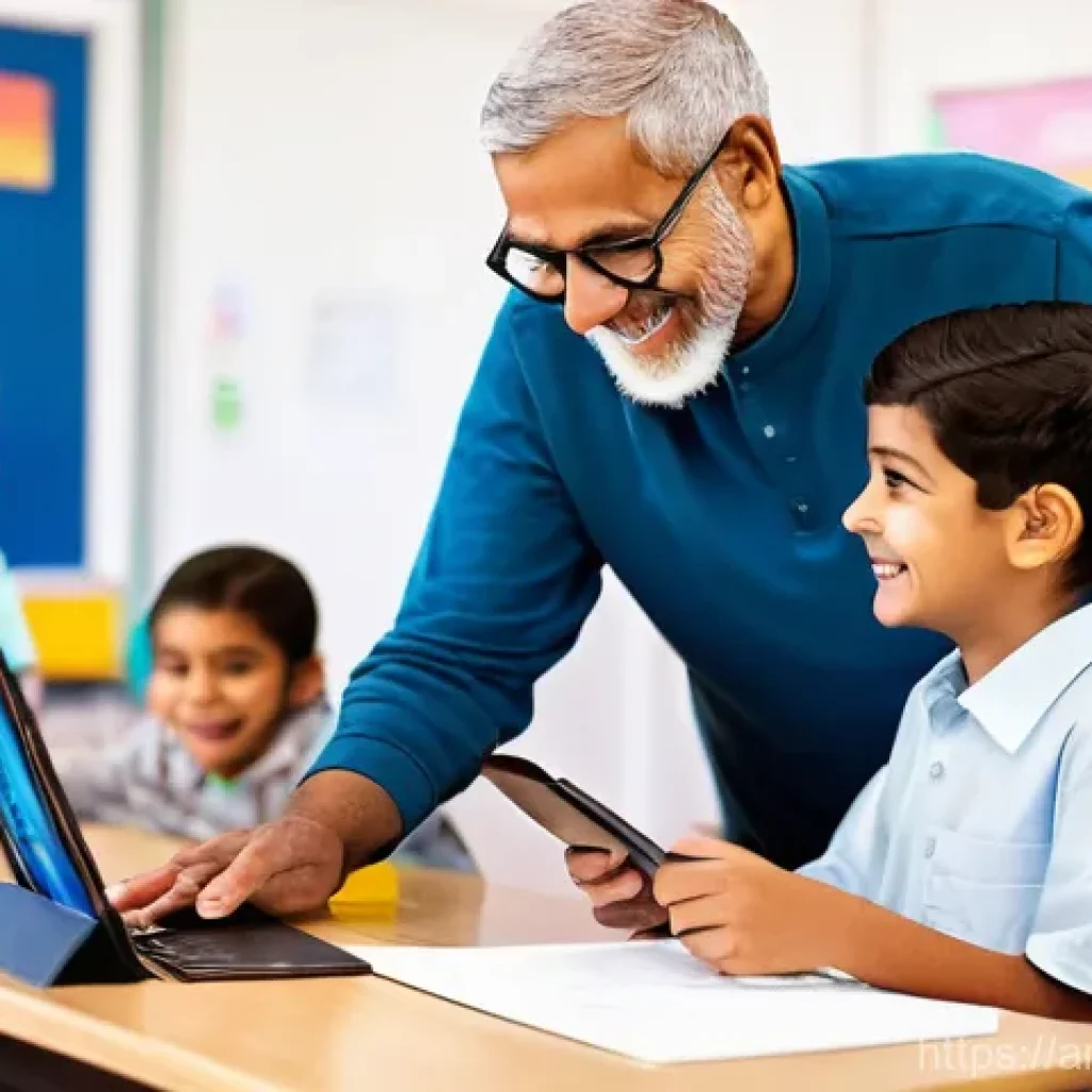 코딩교육지도사 직업군의 다양성 - **Prompt 1: Inspiring the Young Coder**
"A heartwarming scene depicting a kind and wise older Ar...
