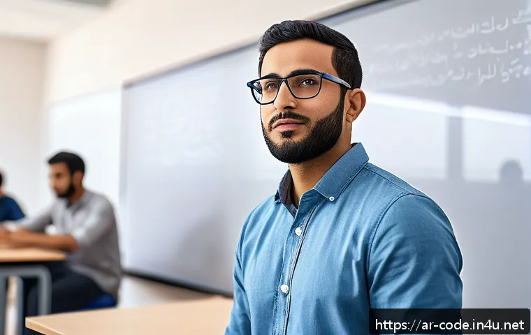 코딩교육지도사 자격증을 활용한 창업 사례 - A professional Arab male programming coach in his early 30s, wearing smart casual clothes and glasse...