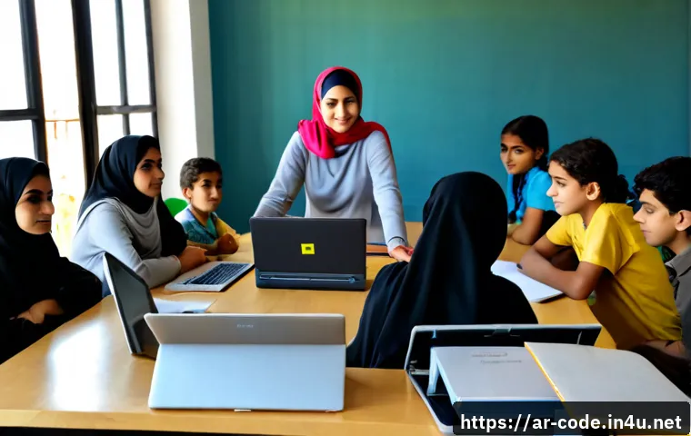 코딩교육지도사와 지속 가능한 교육 사례 - Photorealistic sustainable coding education workshop in a modern Arab community learning center, an ...